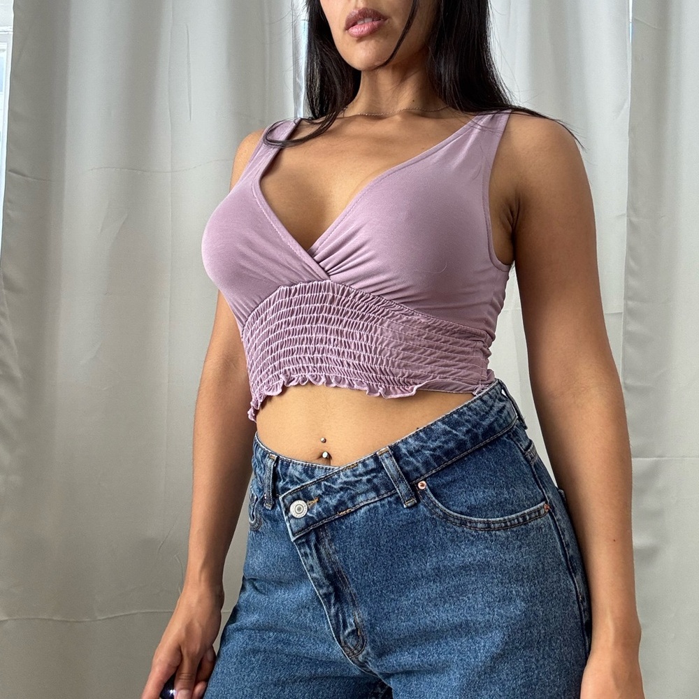 Urban Outfitters Purple Ruched Crop Top